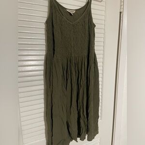 Lucky Brand Textured Olive Midi Dress